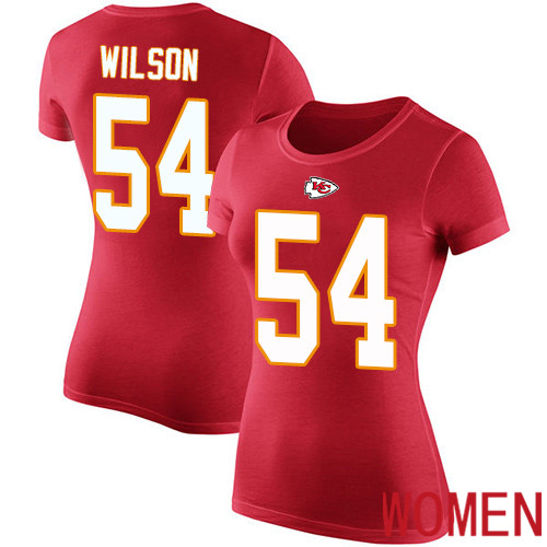 Women Kansas City Chiefs #54 Wilson Damien Red Rush Pride Name and Number NFL T Shirt->nfl t-shirts->Sports Accessory